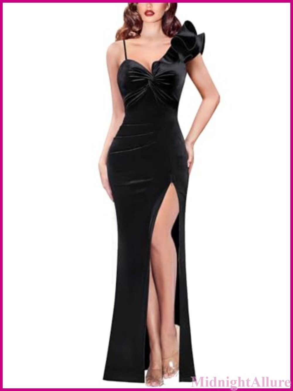 Ruffle One Shoulder Formal Prom Evening Gala Maxi Dress